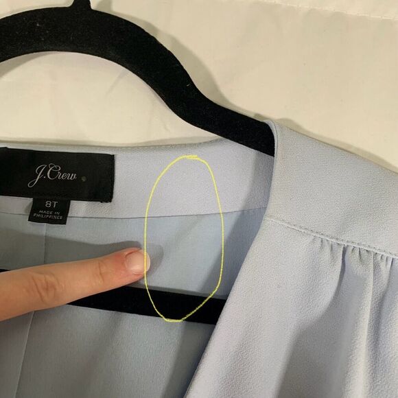 J Crew Dress Women's 8T Tall Light Blue True Wrap Long Sleeve Tie Waist - Picture 3 of 10